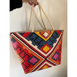 Mossimo 100% Paper Tote Bag Bold Geometric Design - OS